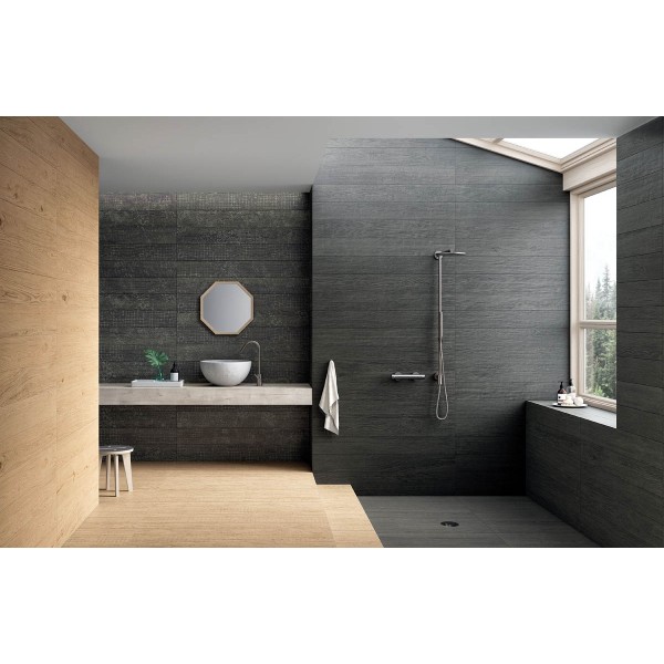 Porcelanato Lagom Coated Black Mate Rectificado 15x120 cm