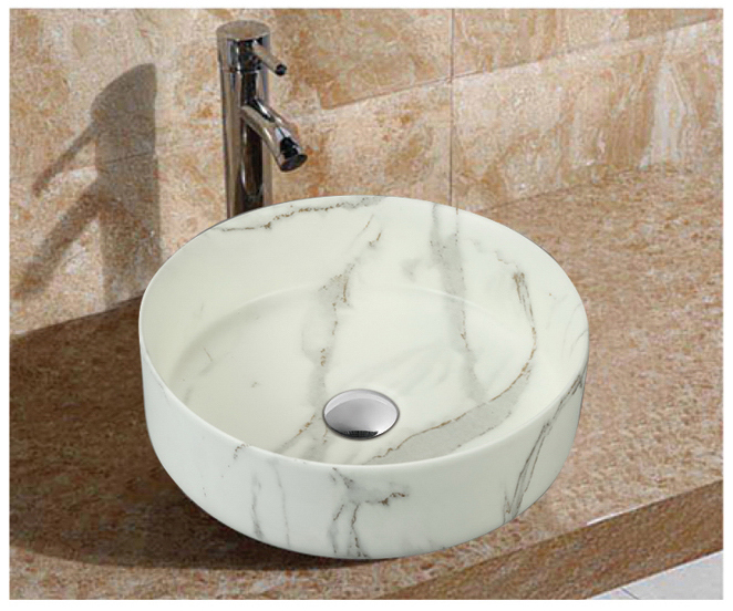 Lavamanos Circular Marble Welt Sobre Cubierta 36x36x13 cm Blanco