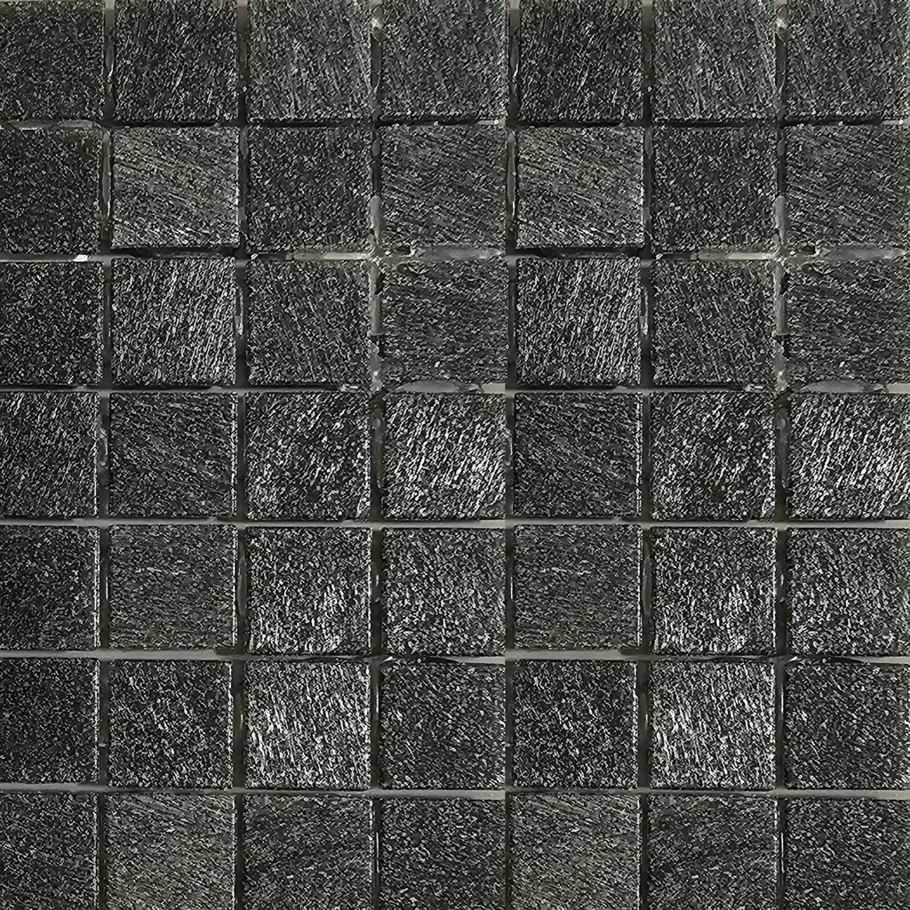 Mosaico De Vidrio En Malla Negro Azulino Brillante 31.5x31.5 cm
