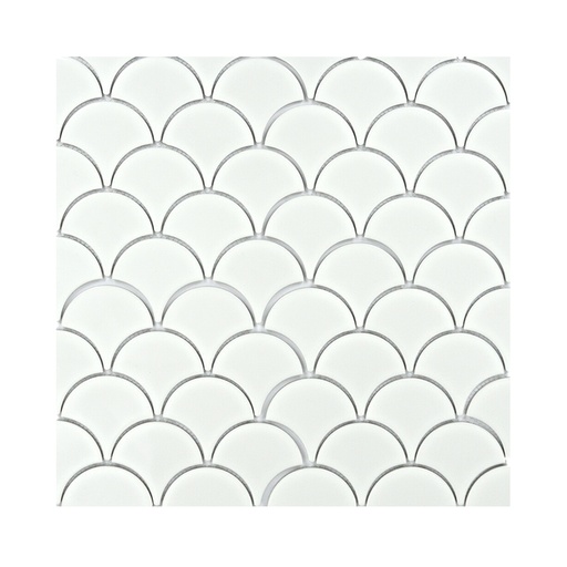 Ceramica En Malla Scollop White Brillante 27,6x25,9 Cm