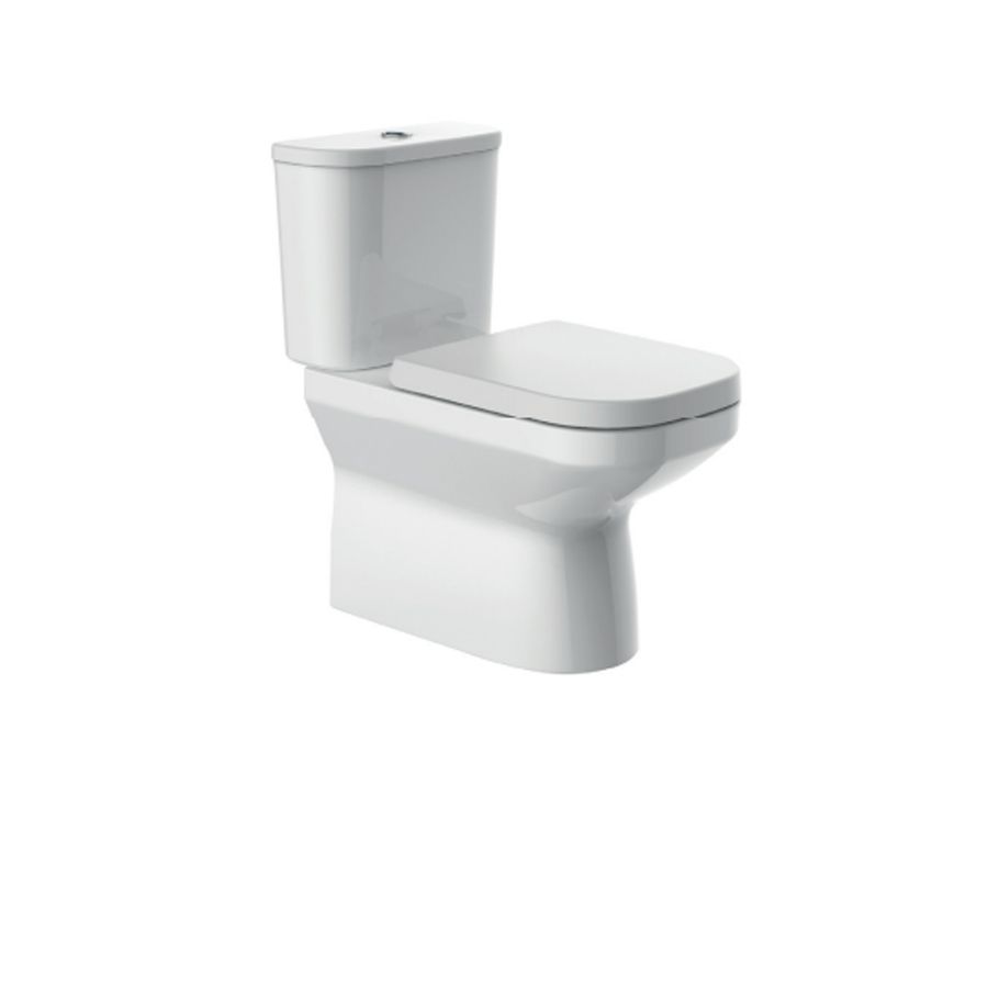 WC de Pie Span Square Blanco Brillante con Descarga a Piso y tapa Soft Close