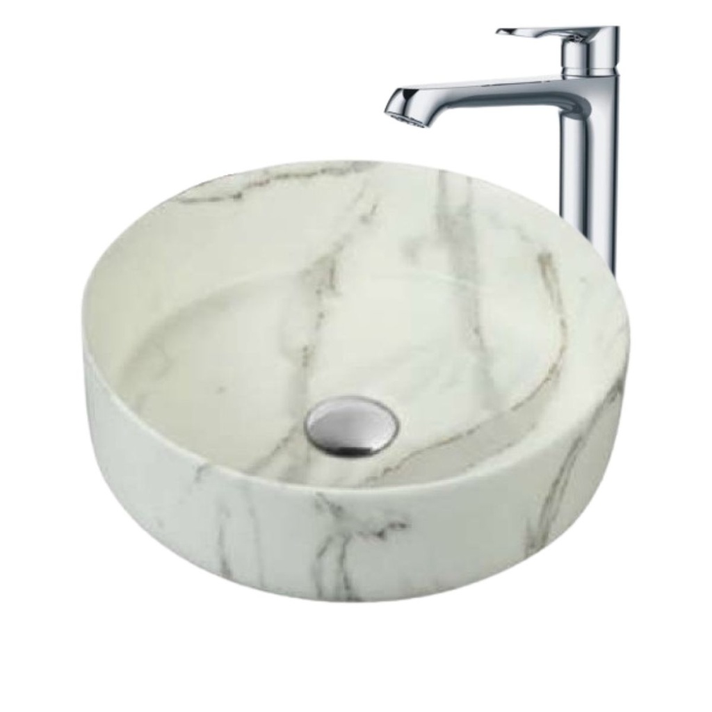 Lavamanos Circular Marble con Grif Externa Cromo