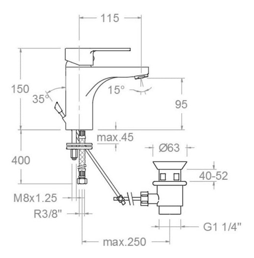 [930102VA1167] Griferia De Lavamanos Monomando Externo Rs-q Cromo