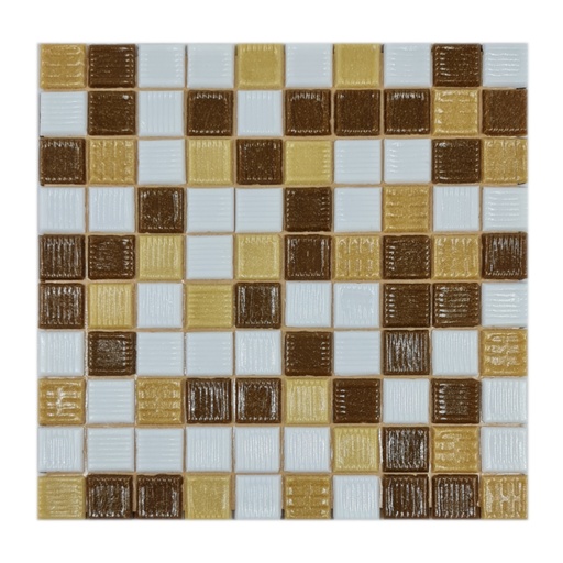 [MURVIDEGCAFE6] Mosaico de Vidrio en malla Venecita Jumbo Mod 6 Degradé Café 30x30MM