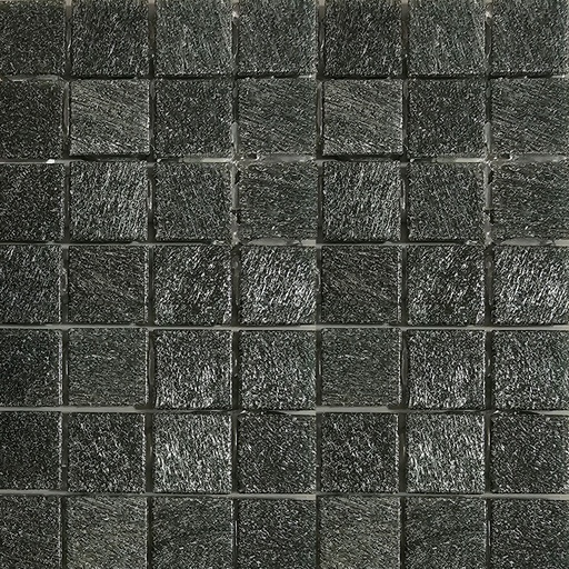 [N-01] Mosaico De Vidrio En Malla Negro Azulino Brillante 31.5x31.5 cm