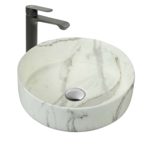 [KIT-LAVMRBLGRIFBLCK] Lavamanos Circular Marble con Grif Externa Black