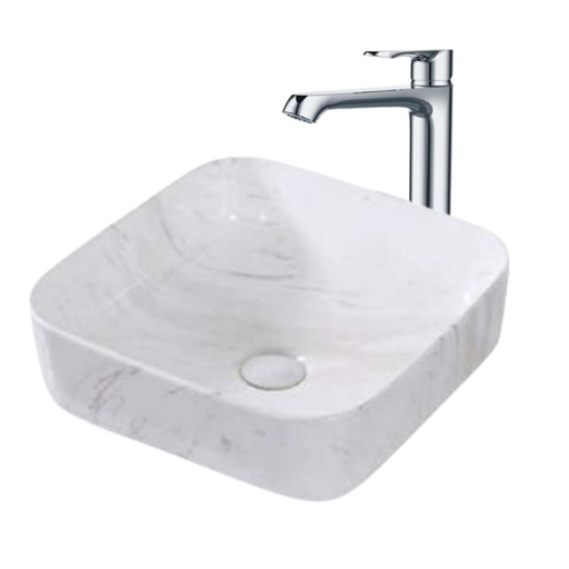 [KIT-LAVMRBL2GRIFCRM] Lavamanos Cuadrado Marble con Grif Externa Cromo